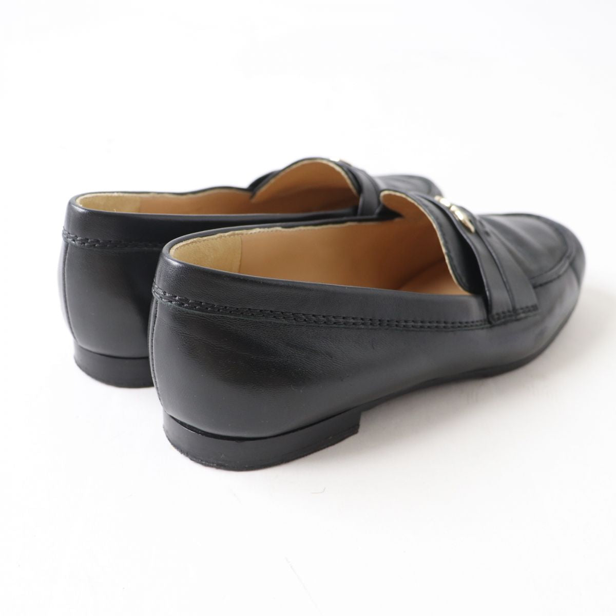 Top Quality Chanel COCO Mark Leather Loafers Black Gold