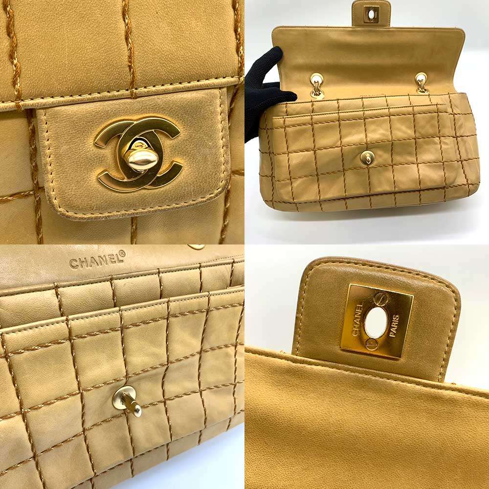 Top Quality Chanel Lambskin Wild Stitch Chocolate Bar Chain Shoulder Bag