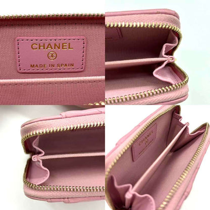 Top Quality Chanel Lambskin Matelasse Coin Case Pink Wallet