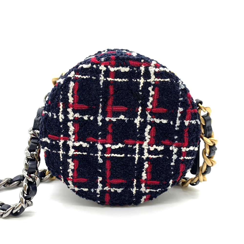 Top Quality Chanel Tweed Round Clutch Mini Chain Bag
