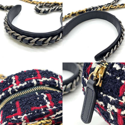 Top Quality Chanel Tweed Round Clutch Mini Chain Bag