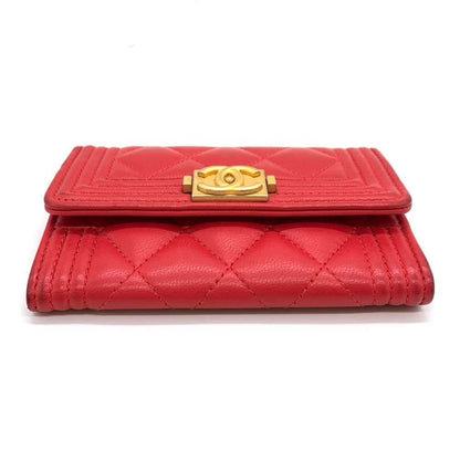 Top Quality Chanel Boy Card Case Red Lambskin
