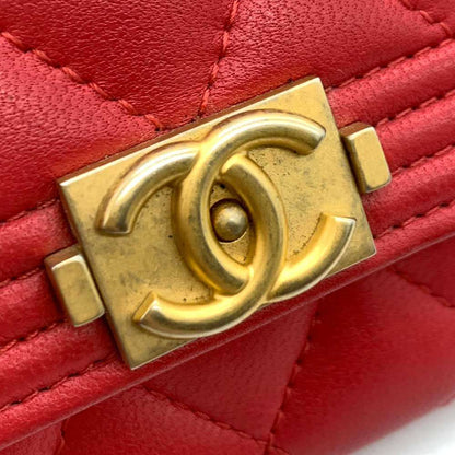 Top Quality Chanel Boy Card Case Red Lambskin