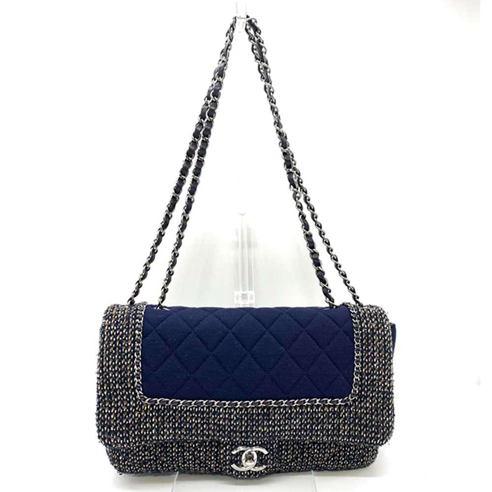 Top Quality Chanel Matelasse Chain Shoulder Bag Cotton Jersey Tweed