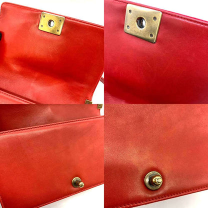 Top Quality Chanel Boy Chain Shoulder Bag Red Green Check