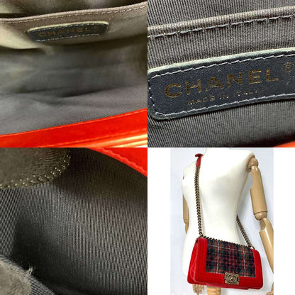 Top Quality Chanel Boy Chain Shoulder Bag Red Green Check