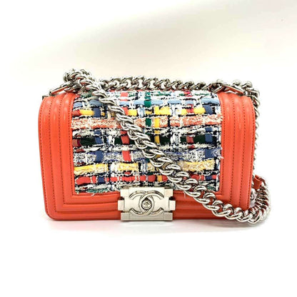 Top Quality Chanel Boy Tweed Leather Chain Shoulder Bag