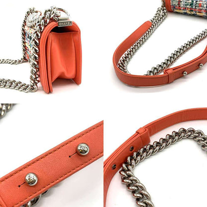 Top Quality Chanel Boy Tweed Leather Chain Shoulder Bag