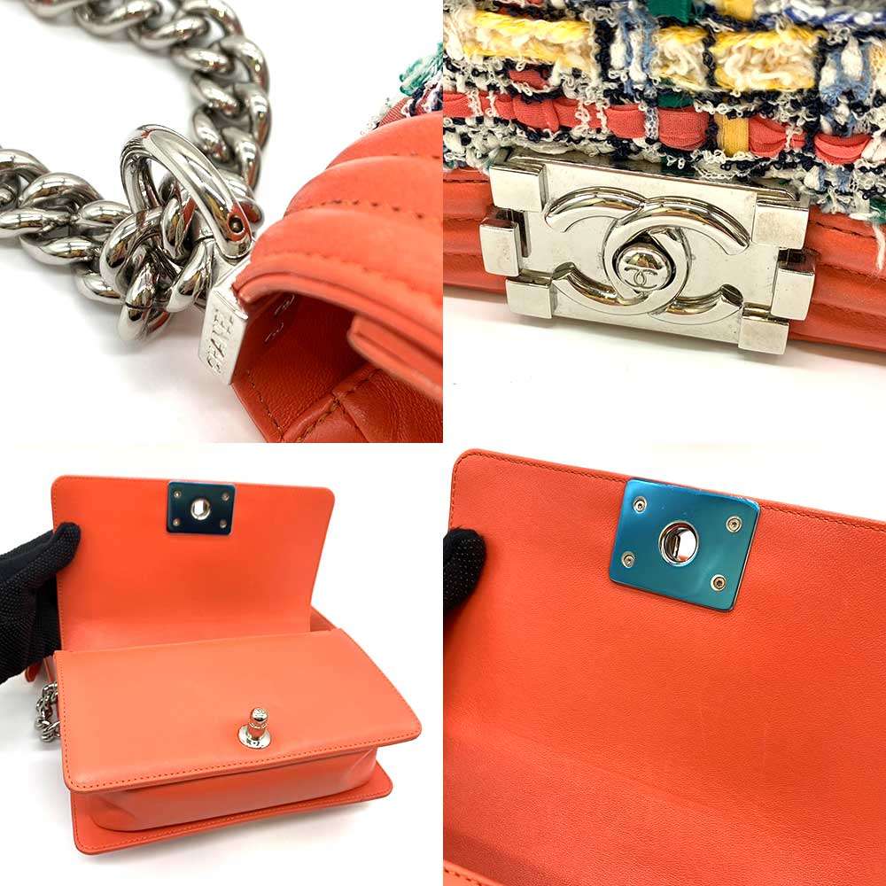 Top Quality Chanel Boy Tweed Leather Chain Shoulder Bag