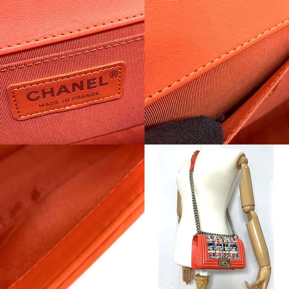 Top Quality Chanel Boy Tweed Leather Chain Shoulder Bag