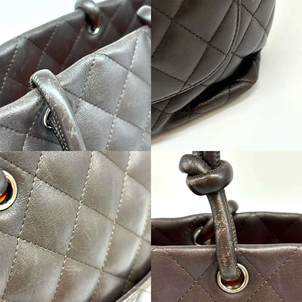 Top Quality Chanel Cambon Line Leather Tote Bag Dark Brown Beige