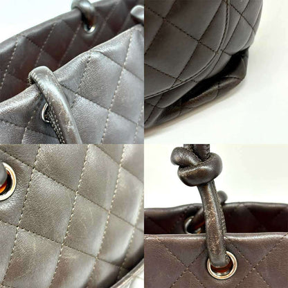 Top Quality Chanel Cambon Line Leather Tote Bag Dark Brown Beige