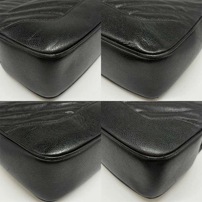 Top Quality Chanel Caviar Skin Handbag Chevron V Stitch Black Leather