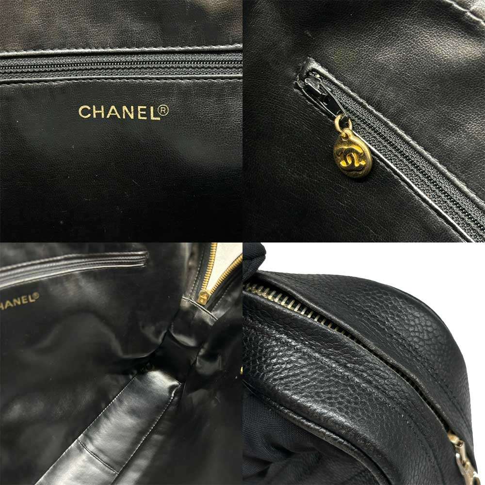 Top Quality Chanel Caviar Skin Handbag Chevron V Stitch Black Leather