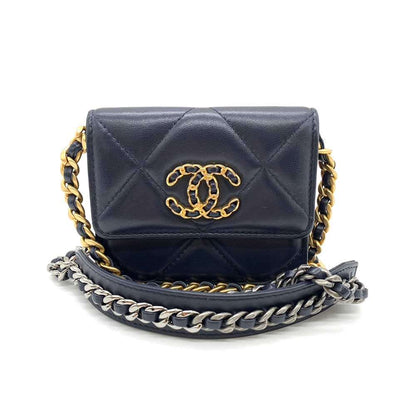 Top Quality Chanel Lambskin Flap Coin Purse Navy Crossbody