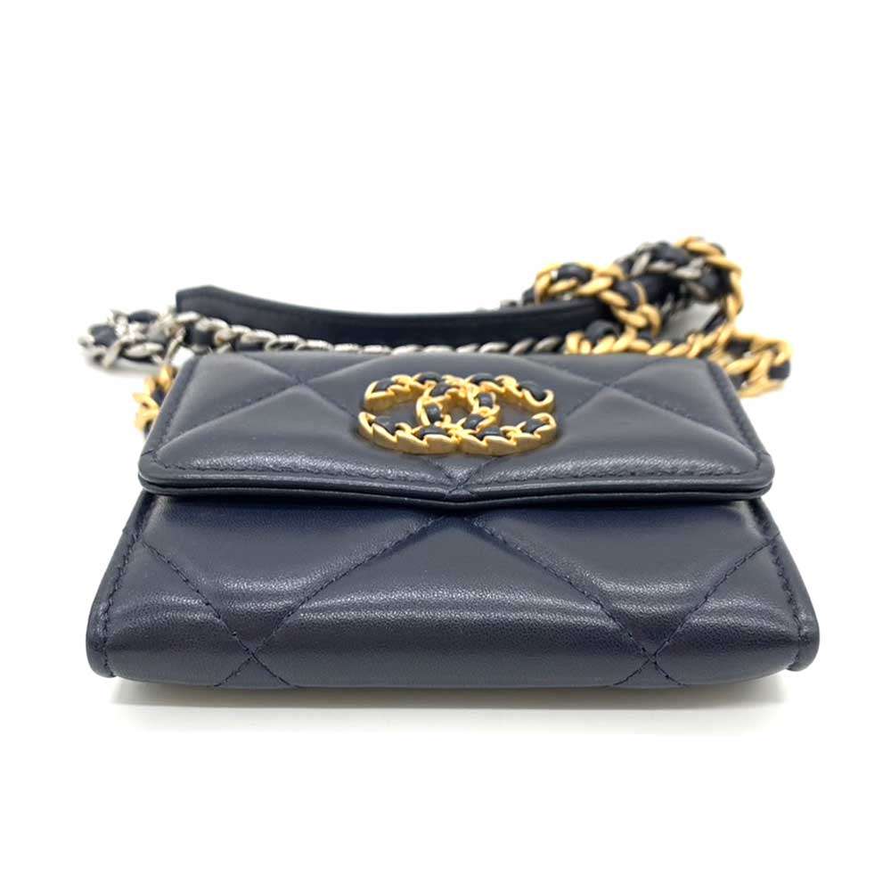 Top Quality Chanel Lambskin Flap Coin Purse Navy Crossbody