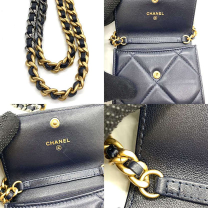Top Quality Chanel Lambskin Flap Coin Purse Navy Crossbody