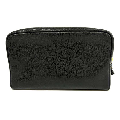 Top Quality Chanel Caviar Skin Pouch Coco Mark Black