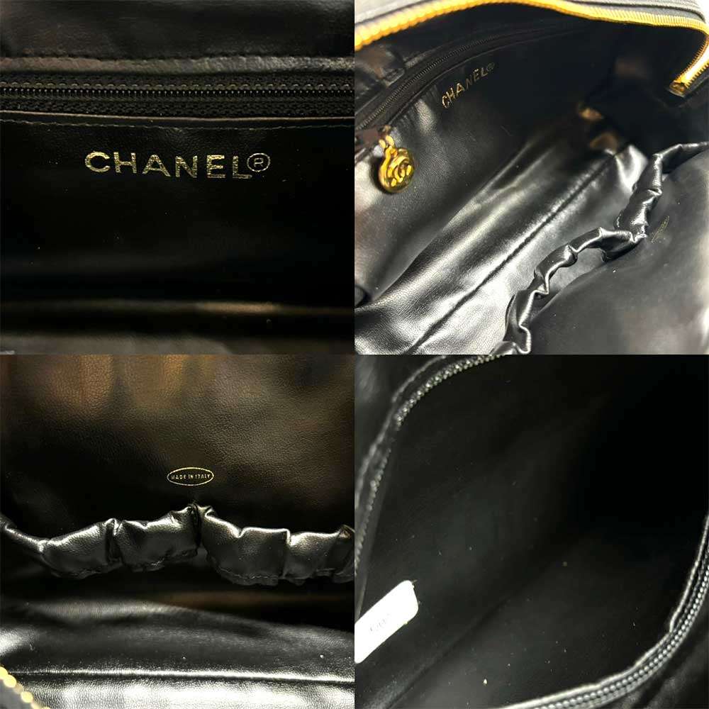 Top Quality Chanel Caviar Skin Pouch Coco Mark Black
