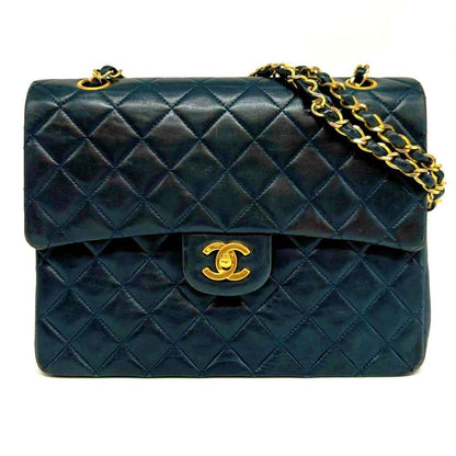 Top Quality Chanel Lambskin Chain Shoulder Bag Navy Gold Hardware
