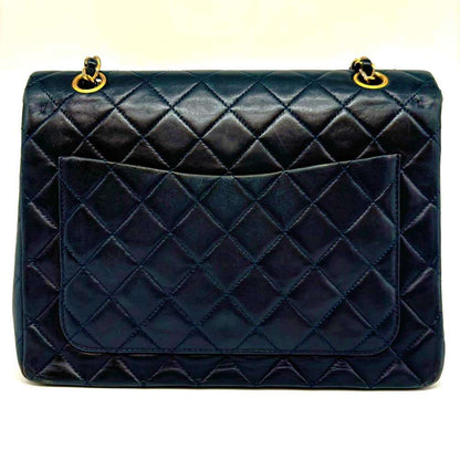 Top Quality Chanel Lambskin Chain Shoulder Bag Navy Gold Hardware