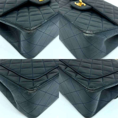 Top Quality Chanel Lambskin Chain Shoulder Bag Navy Gold Hardware