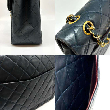 Top Quality Chanel Lambskin Chain Shoulder Bag Navy Gold Hardware