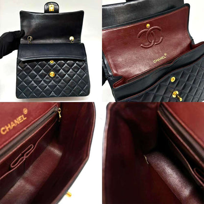 Top Quality Chanel Lambskin Chain Shoulder Bag Navy Gold Hardware