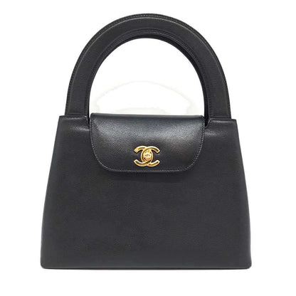 Top Quality Chanel Caviar Skin Handbag Black Gold