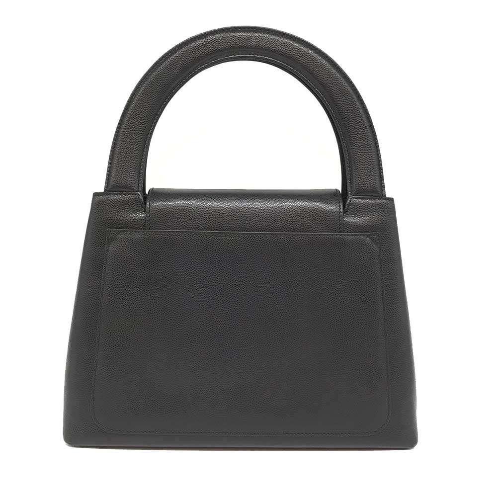 Top Quality Chanel Caviar Skin Handbag Black Gold