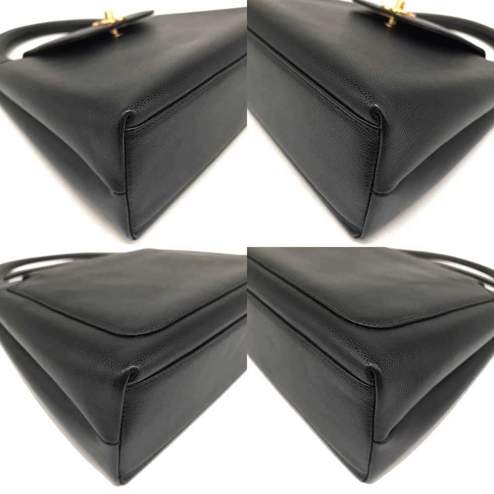 Top Quality Chanel Caviar Skin Handbag Black Gold