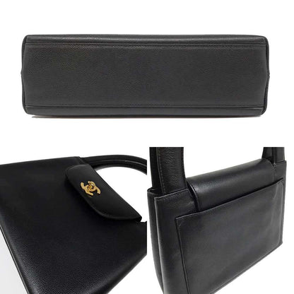 Top Quality Chanel Caviar Skin Handbag Black Gold