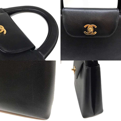 Top Quality Chanel Caviar Skin Handbag Black Gold
