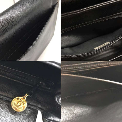 Top Quality Chanel Caviar Skin Handbag Black Gold