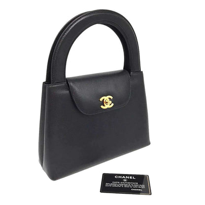 Top Quality Chanel Caviar Skin Handbag Black Gold