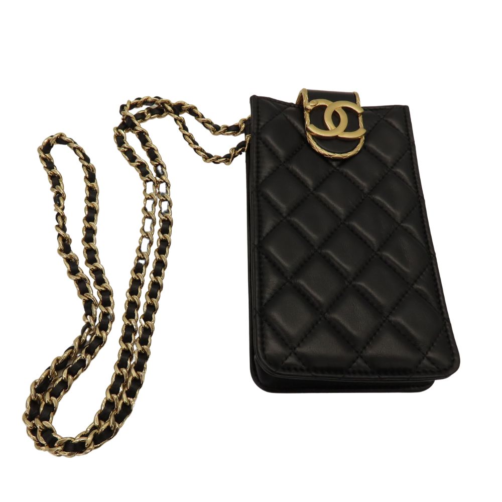 Top Quality Chanel Lambskin Coco Mark Phone Case Crossbody