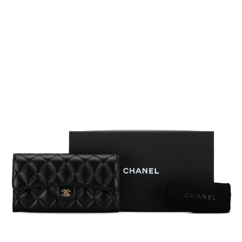 Top Quality Chanel Classic Long Flap Wallet Black Lambskin AP0241