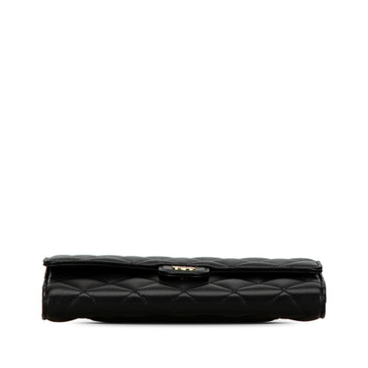 Top Quality Chanel Classic Long Flap Wallet Black Lambskin AP0241