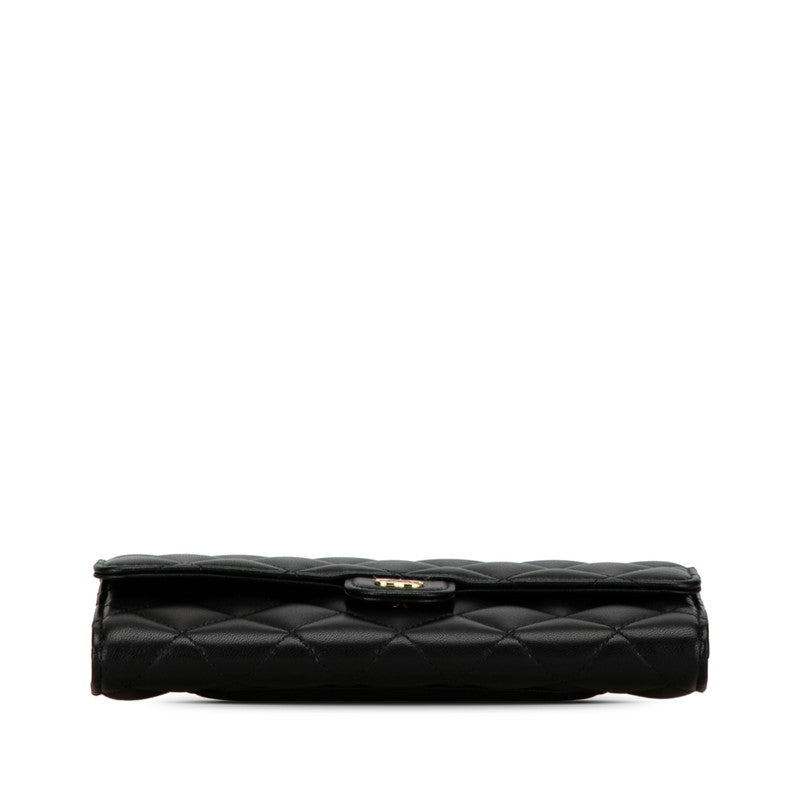 Top Quality Chanel Classic Long Flap Wallet Black Lambskin AP0241