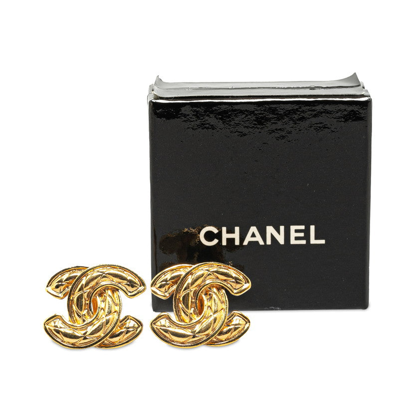 Top Quality Chanel Matelasse Coco Mark Earrings Gold Plated