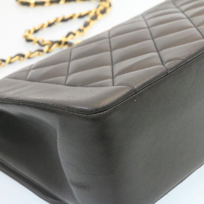 Top Quality Chanel Chain Turn Lock Diana Matelasse Shoulder Bag Lamb Skin Black Auth knn076