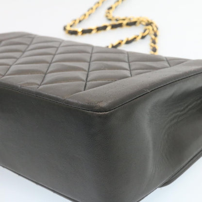 Top Quality Chanel Chain Turn Lock Diana Matelasse Shoulder Bag Lamb Skin Black Auth knn076