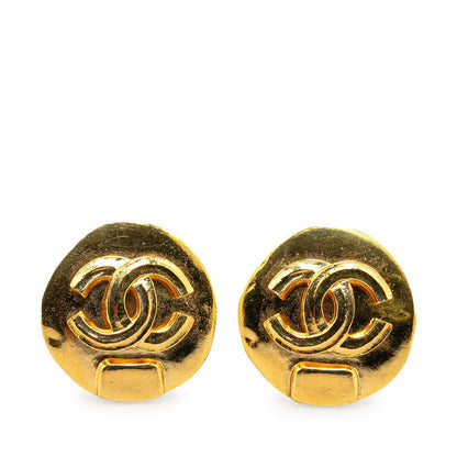 Top Quality Chanel Vintage Round Coco Mark Earrings Gold Plated