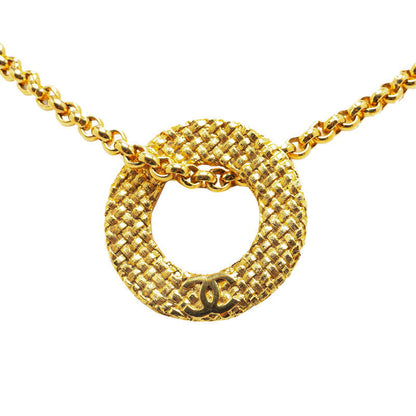 Top Quality Chanel Vintage Coco Mark Chain Circle Pendant Necklace Gold Plated