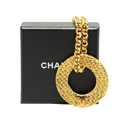 Top Quality Chanel Vintage Coco Mark Chain Circle Pendant Necklace Gold Plated
