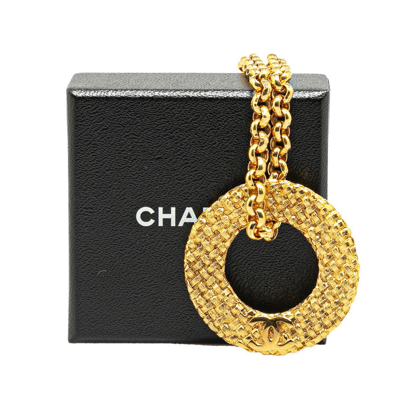 Top Quality Chanel Vintage Coco Mark Chain Circle Pendant Necklace Gold Plated