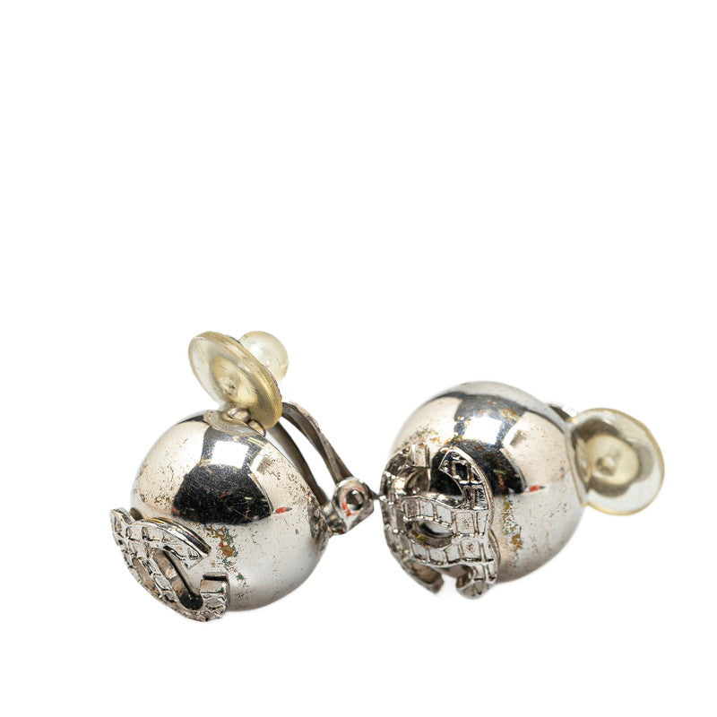 Top Quality Chanel Coco Mark Ball Earrings Silver Metal