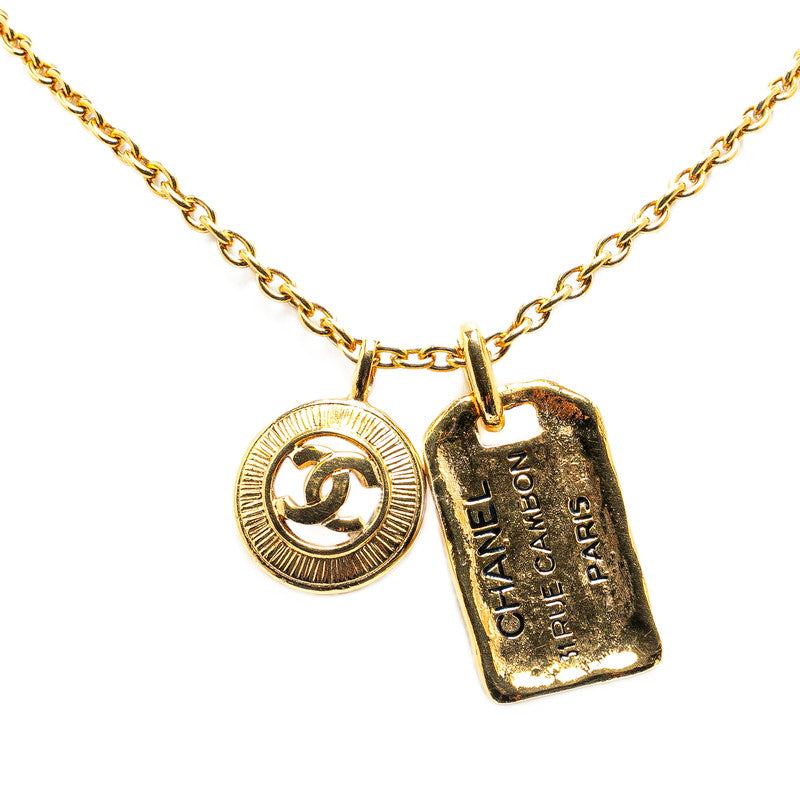 Top Quality Chanel Vintage Coco Mark Necklace Gold Plated