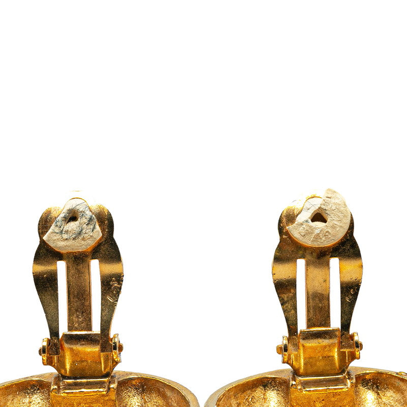 Top Quality Chanel Vintage Coco Mark Rhinestone Earrings Gold Plated