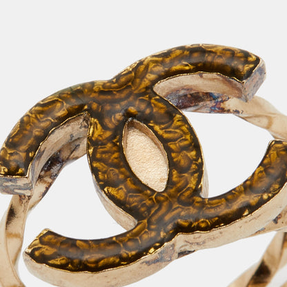Top Quality Chanel CC Resin Gold Tone Ring Size 53